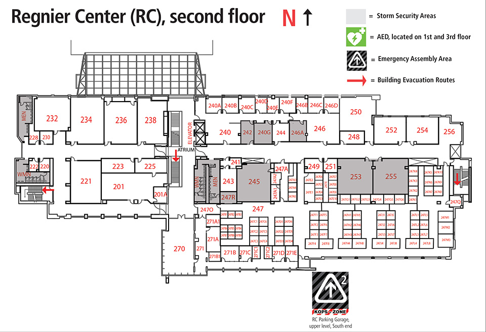 Room locations for RC second floor.